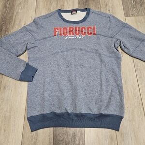 Fiorucci Graphic Logo Crewneck Sweatshirt Italy Blue Men's XL Athliesure Casual